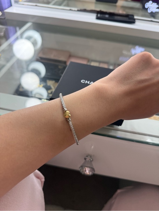 David Yurman Jewelry - David Yurman Silver Cable Bracelet with Gold Heart Accent